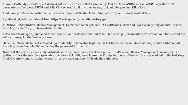 DevOps & SysAdmins: Any problems usinga GoDaddy SSL certificate on a Cisco ASA firewall? смотреть онлайн