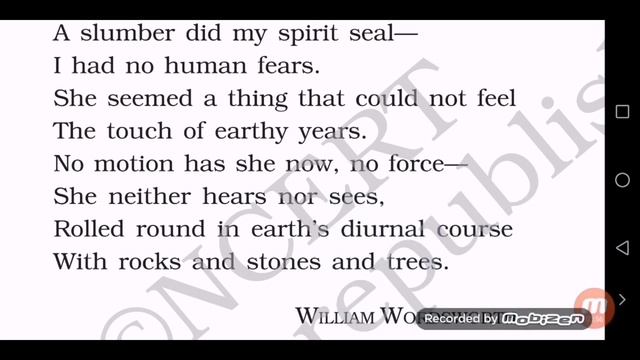 A slumber did my spirit seal Class 9 English Beehive Poem 10 by William Wordsworth Explanation смотреть онлайн