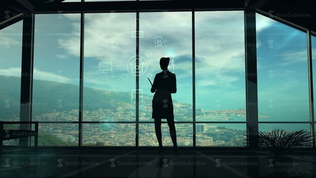 Silhouette Of Woman And IOT Infographics смотреть онлайн