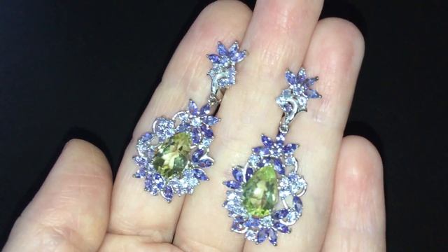 Серебряные серьги Лимонный Кварц-Танзанит смотреть онлайн