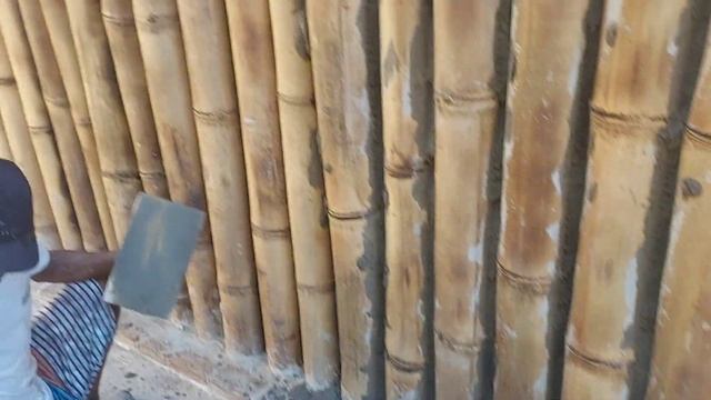 Bio-construção De Uma Casa De Bambu (rejuntando As Flestas Da Parede De Bambu)