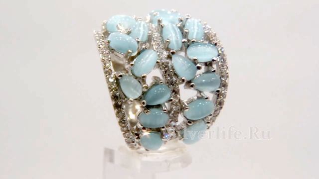 Кольцо серебряное с фианитами и тигровым глазом смотреть онлайн