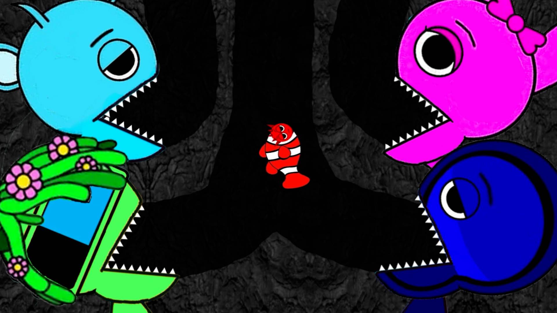 Спрунки поедают различных персонажей