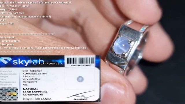 Natural srilankan blue sapphire 2.80ct memo SKY kode 6427 смотреть онлайн