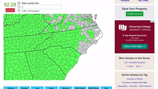 All 3,143 US Counties And County Equivalents (JetPunk) In 54:37