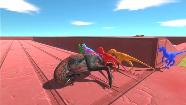 Units Trying To Escape From Neon Deinonychus Pack - Animal Revolt Battle Simulator
