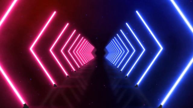 Neon Effect Triangle Tunnel Abstract Glow Particles HD Background смотреть онлайн