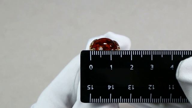 Кольцо из золочёного серебра Янтарная волна с янтарём Я820041п-к