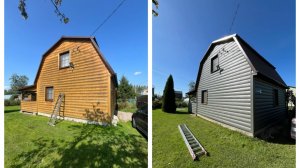 Шлифовка и покраска фасада деревянного дома.