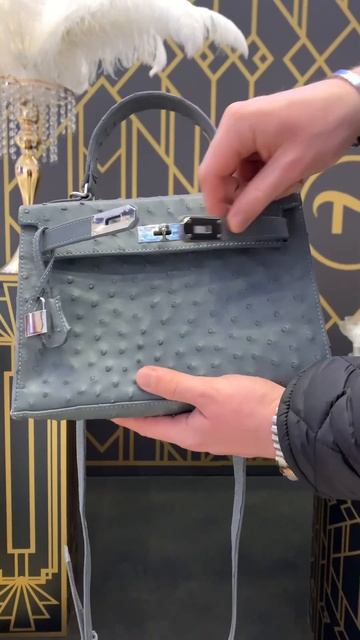 Сумка Kelly из страуса графит