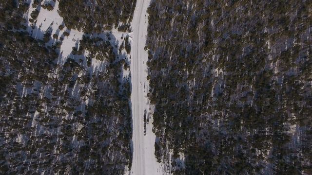 Siberia, aerial: Winter forest and road from quadrocopter смотреть онлайн