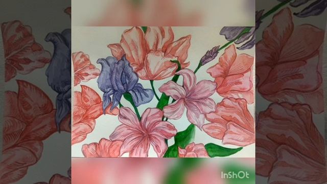 Flowers Hibiscus watercolours смотреть онлайн