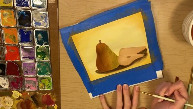 Pear Gouache Painting, Using Himi Miya Gouache! смотреть онлайн