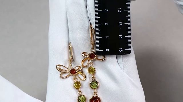 Серьги из золочёного серебра Янтарная волна с янтарём Я821236п-микс смотреть онлайн