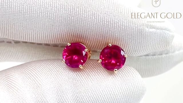 Пусеты арт. 20052.1, рубин корунд смотреть онлайн