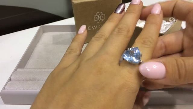 Кольцо Prestige 015 из белого золота 585 пробы с топазом