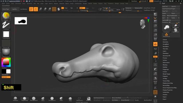 How to Sculpt an Alligator Head Zbrush Quick Tips смотреть онлайн