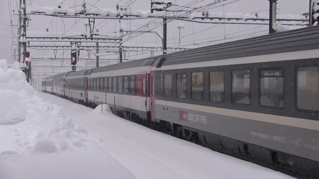 SBB Trains In The Wintertime At Goeschenen Gotthard-north-tunnel. Part 1