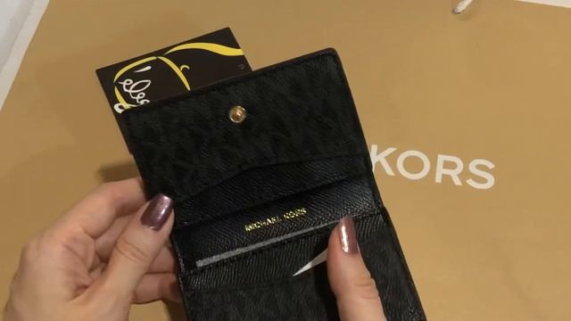 Michael Kors Jet set small Flap card case brown/black смотреть онлайн