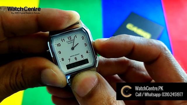 AQ-230a-7B Casio Vintage Series Analog Digital White Dial Steel Wrist Watch