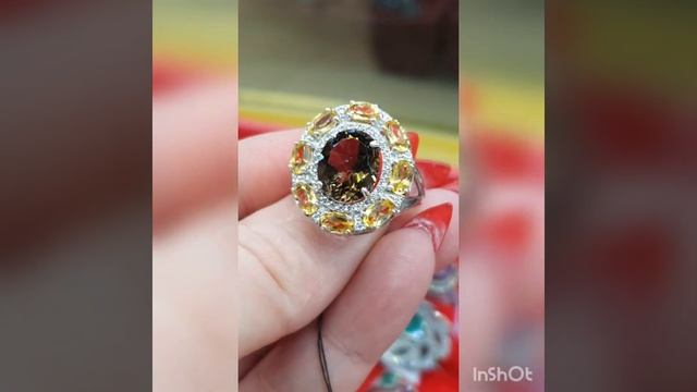 Кольцо с раухтопазом и цитрином смотреть онлайн