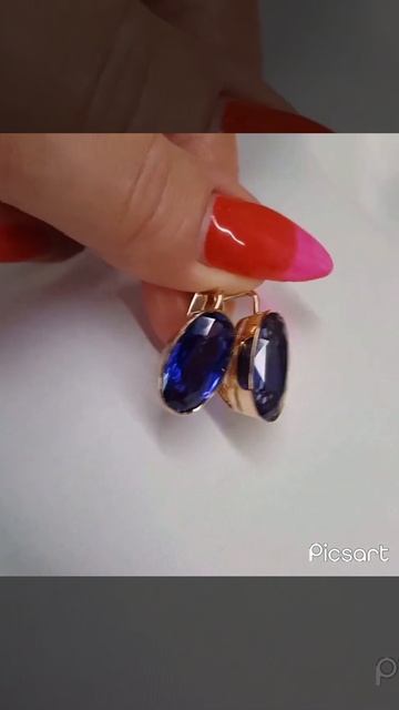 Роскошные антикварные серьги. Золото 583. Звезда. СССР. Сапфир. Люкс!🔥 смотреть онлайн