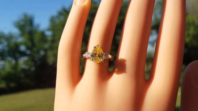 Canary yellow pear with white cz accents ring смотреть онлайн