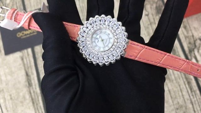 Royal Crown Crystal Pink Leather Ladies Set Watch смотреть онлайн