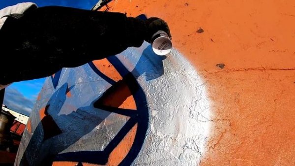 Граффити бомбинг на корабле / Tagging /chrome graffiti. Rebel813