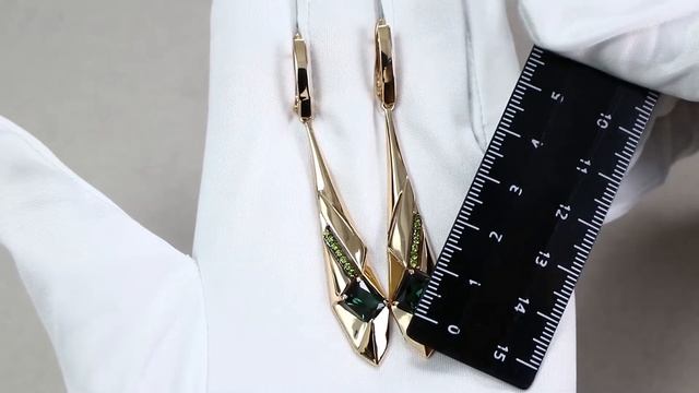 Золотые серьги Александра с фианитом и турмалином кл3549а-26ск-са смотреть онлайн