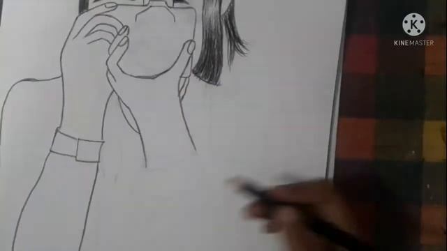 how to draw girl with camera/ sketch of girl with camera/ drawing girl with camera смотреть онлайн
