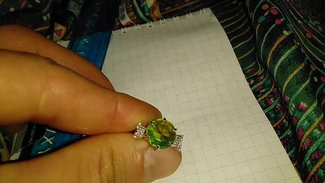 Кольцо 18 Серебро 925 2.29 гр Алпанит хризолитовый фианит Аврора смотреть онлайн