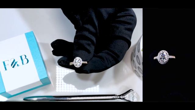 F&B Jewelry Showcase: Custom 8x6mm FAB Oval Moissanite 2 Tone 4 Prong Halo Ring смотреть онлайн