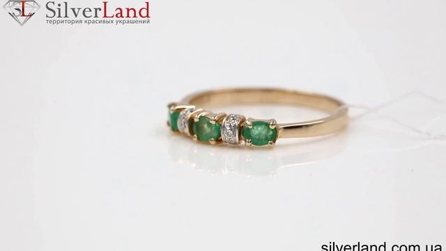 Кольцо золотое с изумрудом и бриллиантами 710900 в SilverLand.com.ua смотреть онлайн