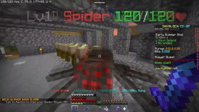 Instantly Defeating Tier 4 Tarantula - Hypixel Skyblock Stranded #shorts