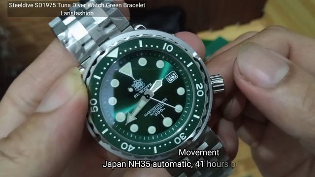 Steeldive SD1975 Tuna Diver Watch Green Bracelet смотреть онлайн
