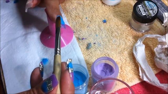 UÑAS ACRILICAS CELESTE NEON,MORADO Y PLATEADO MAS CON CORTE HILO :) смотреть онлайн
