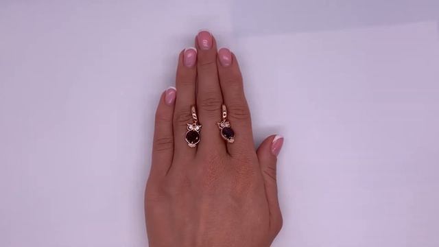 Обзор серьги SONATA из медицинского золота, темно-красные фианиты смотреть онлайн