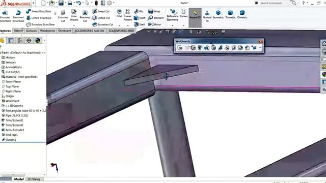 solidworks 2017 | Weldments 2 | solidworks tutorial смотреть онлайн