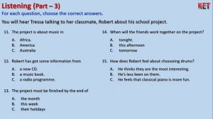 A2 (KET) Listening Practice test (2) with Answer key