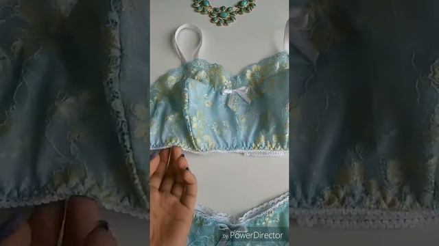 Нижнее белье ручной работы, бирюзовый комплект, обзор смотреть онлайн