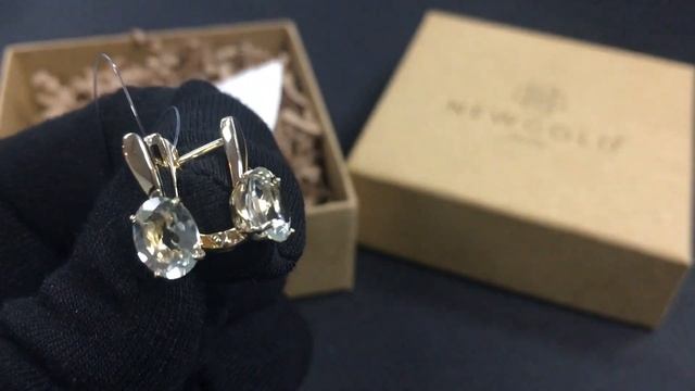 !Серьги 097266 из желтого золота 585 пробы с зелеными аметистами смотреть онлайн