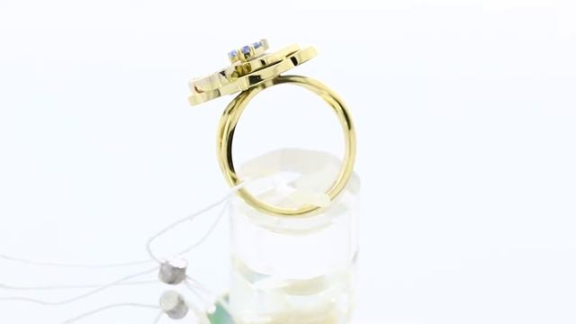 Кольцо из лимонного золота ТД Арт Фацет с бриллиантом, сапфиром и перламутром АТ11345л смотреть онлайн