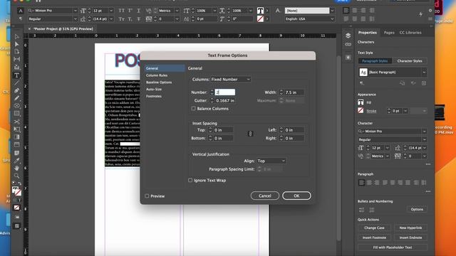 InDesign Font Styles, Color Swatches, Alignment and Columns, (Video 2) смотреть онлайн