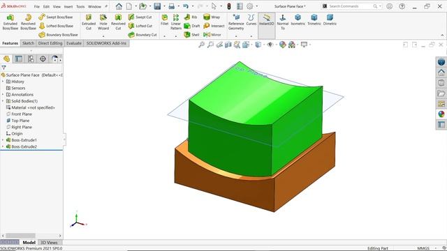 Start Conditions in Extruded Boss Base Feature in Solidworks смотреть онлайн