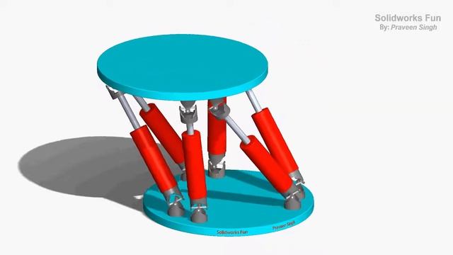 Stewart Platform / Hexapod Table Mechanism Animation in Solidworks смотреть онлайн