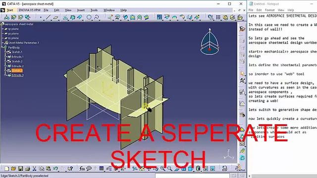 Learn catia V5 Tutorials for beginners |Aerospace Sheet Metal Design | Web | Part 1 смотреть онлайн