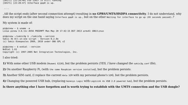 Raspberry Pi: Can't connect to 3G using Sakis3G software смотреть онлайн