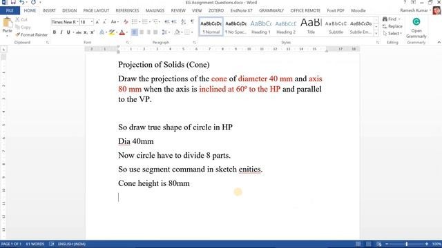 How to draw projection of solid (cone) in online solidworks | Ramesh Kumar A смотреть онлайн