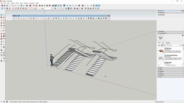 SketchUP tutorial ! (create staircase in few clicks, install extensions) смотреть онлайн